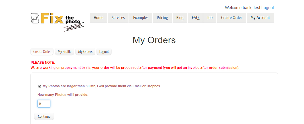 photo retouching order