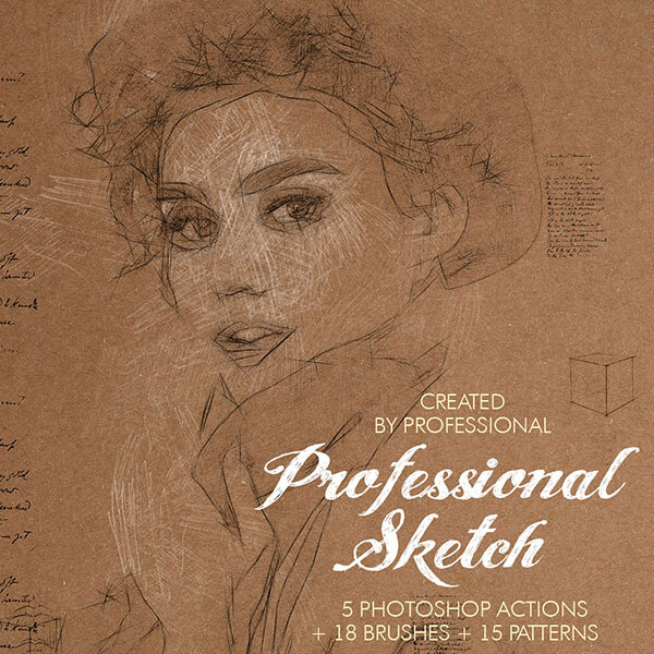 banner ps actions professional sketch