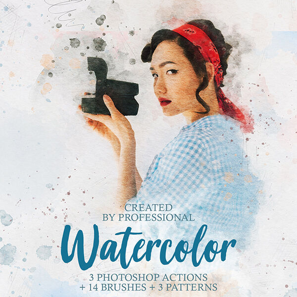 banner ps actions watercolor painter